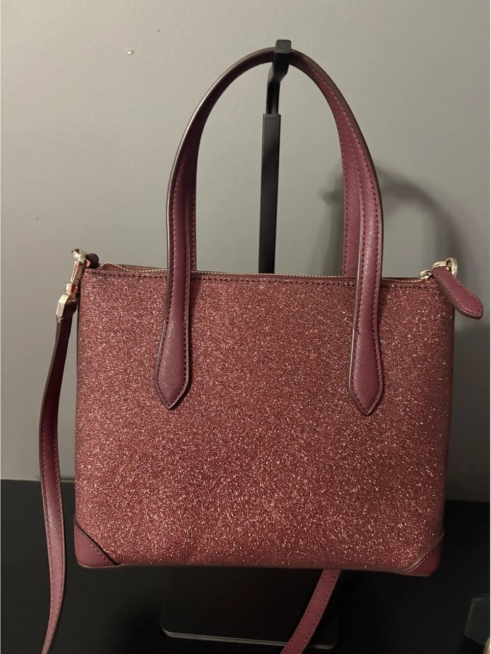 Kate Spade Shimmy Glitter Satchel Bag & Matching Card Holder